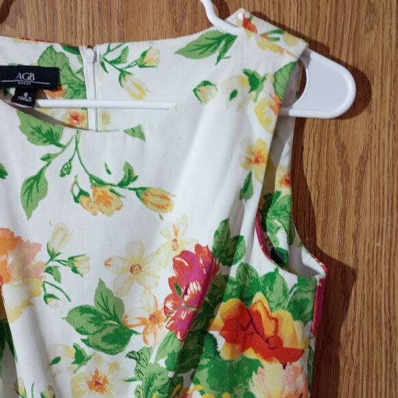 AGB Floral Sheath Dress Sleeveless Garden Party Career Chic Size 8 Brunch Spring - Picture 7 of 10